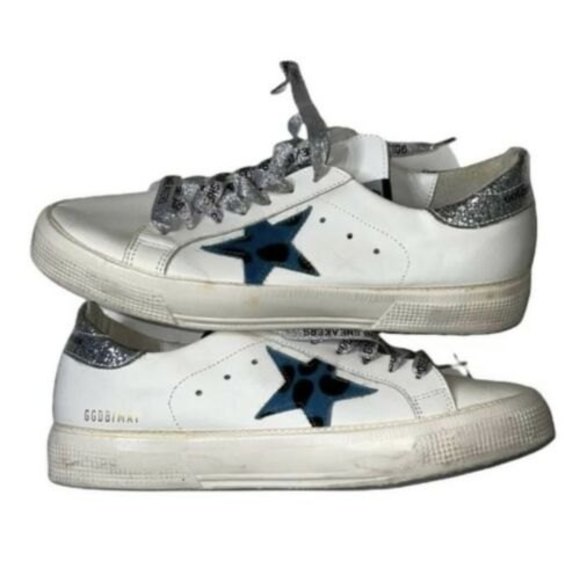 Golden Goose May Sneakers with Animal Print Star and Glitter Heel Tab - Picture 5 of 9